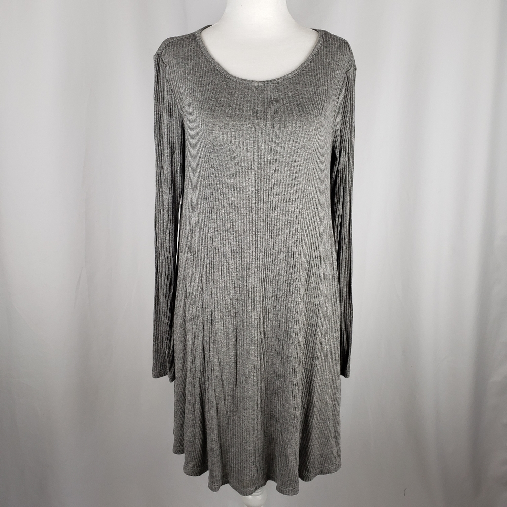 Love Fire Gray Long Sleeve Tshirt Dress XS